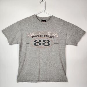 Vtg 90s Harley Davidson Shirt Mens L Motorcycle Sportster SalinaKansas Bikercore